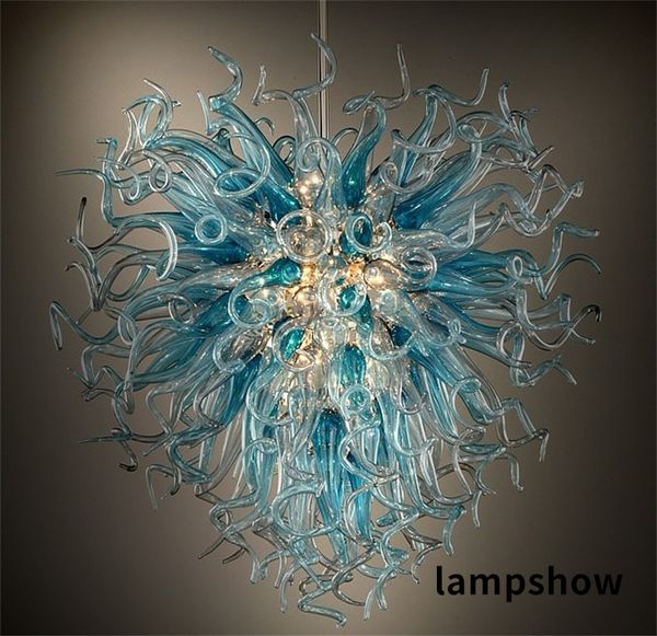 Lustres modernes Lampes Lustre en verre soufflé à la main Éclairage LED Antique Salle à manger Bleu Gris Lustres en cristal Lumière CE UL Certificat Luminaires LR434