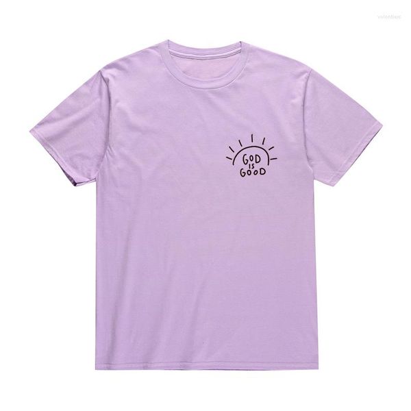 Camisetas femininas O deus é bom camisa unissex cristão slogan tee engraçado Sunshine tops gráficos Drop