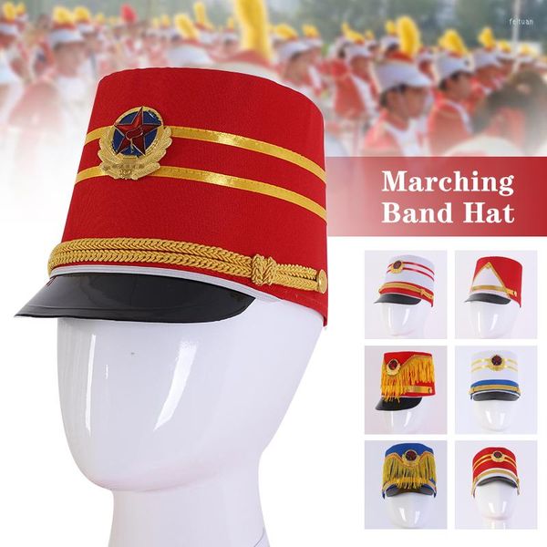 Berretti Tamburo Maggiore Cappello Marching Band Uomo Soldato di lusso Bambini Elegante berretto cosplay per performance sul palco