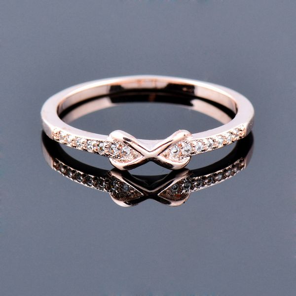 Anelli di nozze Leeker in stile coreano Infinito in cristallo per donne Accessori per colori in argento in oro rosa Anello di gioielli su dito 456 LK6 7216 9864