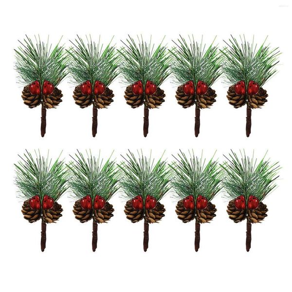 Dekorative Blumen Anhänger Snowy Picks Künstliche Weihnachten Tannenzapfen 10 Stück Mini Floristen Dekoration Hochzeitsdeko DIY PVC Simulation Beere