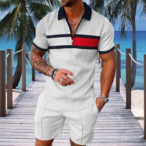 Treno masculino Summer de verão masculino Terno de campo com mangas curtas Terno de camisa pólo de mangas curtas Terno de Super Street de alta qualidade masculina de alta qualidade Z0224