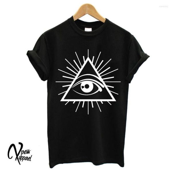 Erkek Tişörtleri Tüm Görüyor Göz Basılı Erkek Tişört Illuminati Cross Tee Swag Tumblr kalça üst gömlek unisex daha fazla boyut ve colo-a376