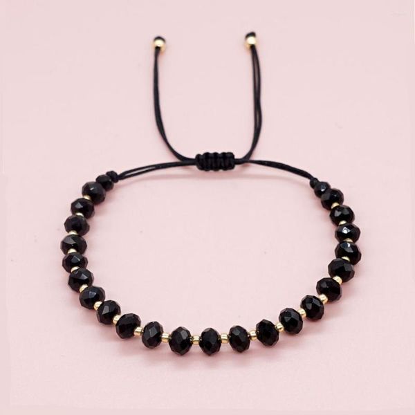 Strand Go2Boho Gioielli di moda Bracciale con cinturino regolabile Colore oro Perline Braccialetti di cristallo nero per gioielli accessori da donna