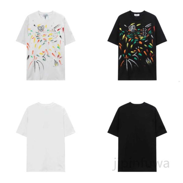 Trendência da UE Lavinas Mens de mangas curtas Camisetas de camisetas camisetas camisetas de moda de graffiti pintada de graffiti tops high street de rua Z1p1