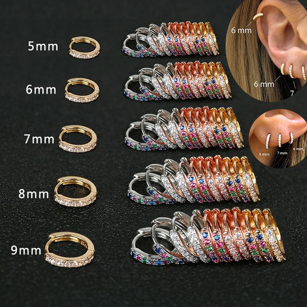 2 Adet Gökkuşağı Küçük Huggies Paslanmaz Çelik Halka Küpe Kız Minik Yüzükler Kıkırdak Küçük Helix Piercing Tragus Daire Erkekler Çemberler 8mm