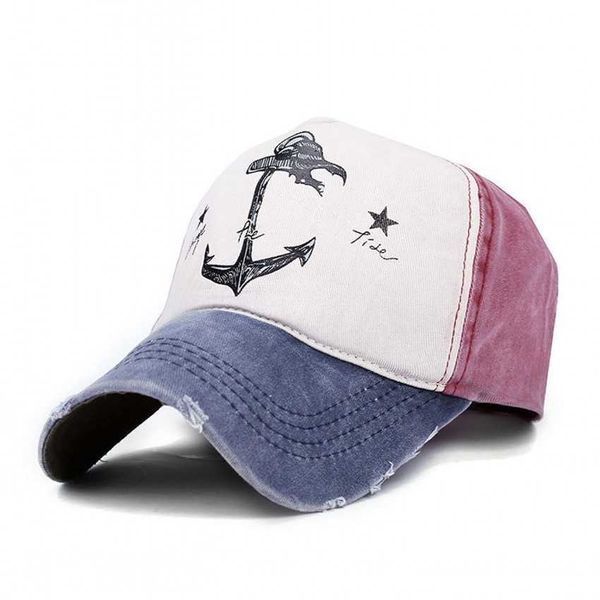 Ball Caps Vintage Style The Pirate Ships Anchor Printing Adjustable Washed Baseball Cap Anchor Hat Sailing Women Beach Gift Boating Yacht L230228