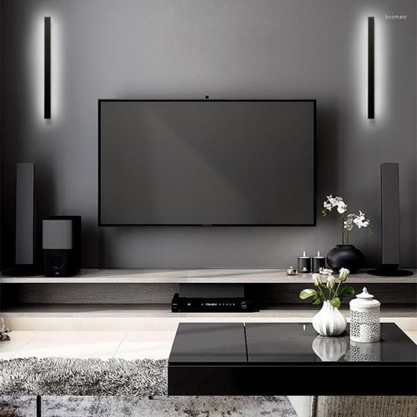 Wandleuchte, modernes Metall, luxuriös, nordisch, Wohnzimmer, Schlafzimmer, Nachttisch, Wandleuchte, TV-Hintergrund, schwarz, minimalistischer LED-Langstreifen