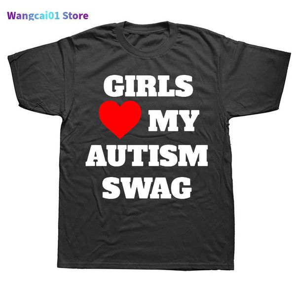 Camisetas masculinas novidade garotas coração meu autismo swag t camisetas gráficas streetwear curto seve presentes de aniversário tenhas de t-shirt de verão 0228h23