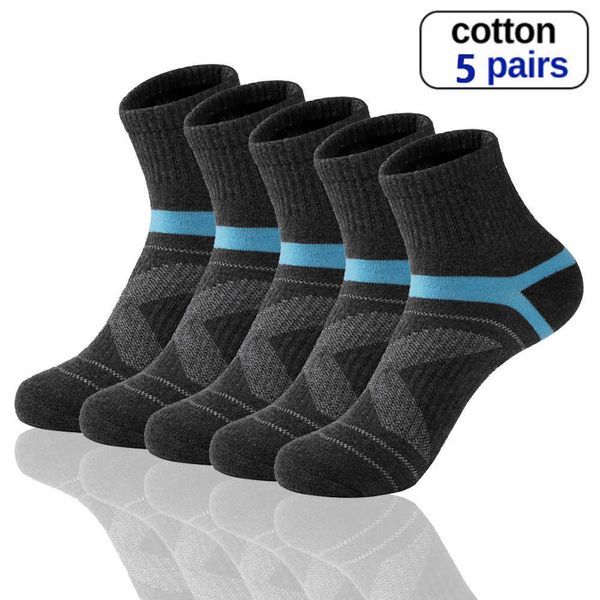 Meias masculinas Meias de homens Conjunto 5 pares Dark Grey Cotton Sport Socks Men Bike Meocks Basquete Moda Luxuja Moda Runnam Men Socks Frete grátis Z0227