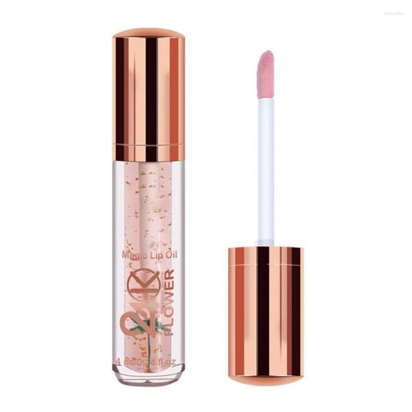 Lip Gloss 4ml 4ml à prova de água Mini-folha de ouro PETA PETA DE Óleo Hidratante Transparente à prova d'água para fêmea