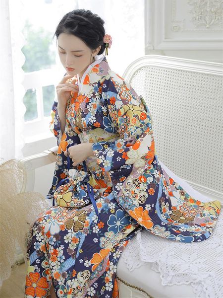 Roupas étnicas japonesas tradicionais de kimono florestas de cereja impressões de manga longa Yukata POGRAGEM COSPLAY FATALME