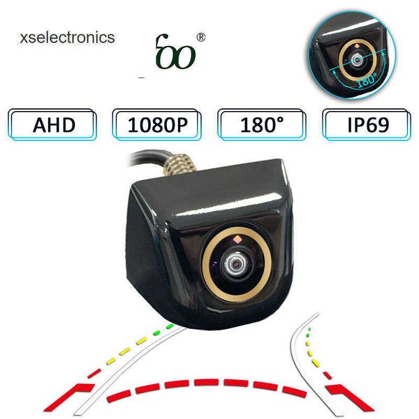 Aggiornamento 180 gradi 1080P hd AHD Telecamera per retrovisione per auto Visione notturna universale Telecamera per veicoli Retromarcia DVR per auto con corpo in metallo dinamico impermeabile a 4 pin