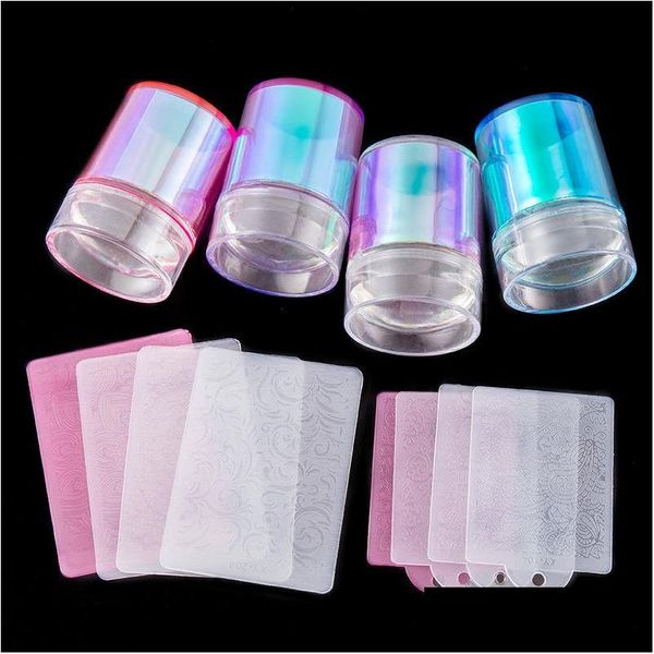 Modelli di nail art Laser Seal Head Manicure Manicure Design fai -da -te trasparente Aurora manico dritto drop drop drop Health Beauty Sa dh9hn