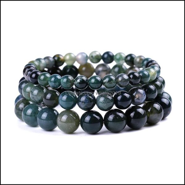 Contas de 6 mm de 8 mm 10mm Índia grama Agate Stone Stand Bracelet NCE Yoga Jóias de Amizades para Mulheres Menino Diretor de Entrega Pulseiras DHWIT