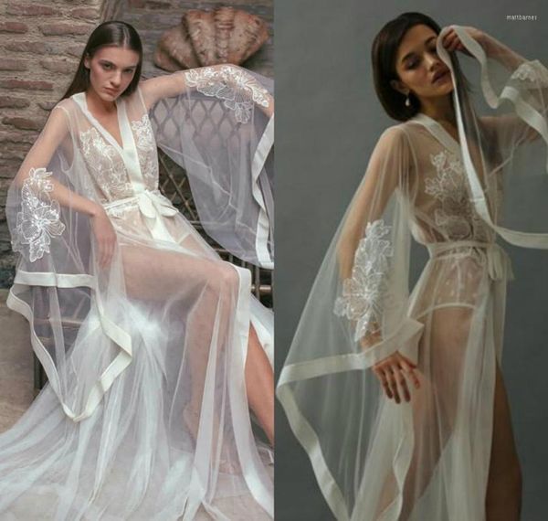 Brautjungfernkleid, Nachtwäsche, Damen-Pyjama, sexy weiße Spitze, applizierte Nachtwäsche, lange Ärmel, weiche Pailletten