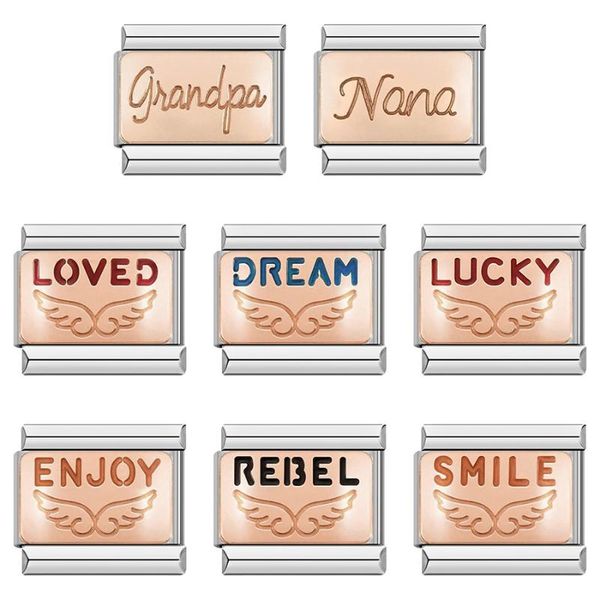 Charms Hapiship Fashion Rose nana Dream Lucky Real наслаждается шарм -ссылкой, подойдет 9 -мм браслеты из нержавеющей стали, создание ювелирных изделий DJ252