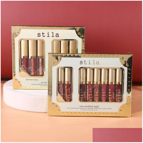 Sombra dos olhos 8 cores Stila Olhos Maquiagem para elegância Glow Liquid Eyeshadow Paleta Metals Menfient Glitter Conjunto de 6 colorido entrega dhqk7