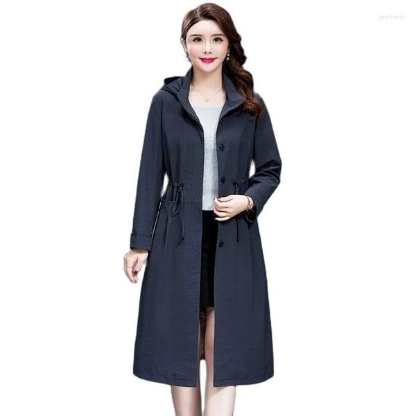 Trench feminina Casacos 2023 Spring Autumn Long Coat Women Winded Windbreaker Oversize Lace-up Slim Lady Outerwear