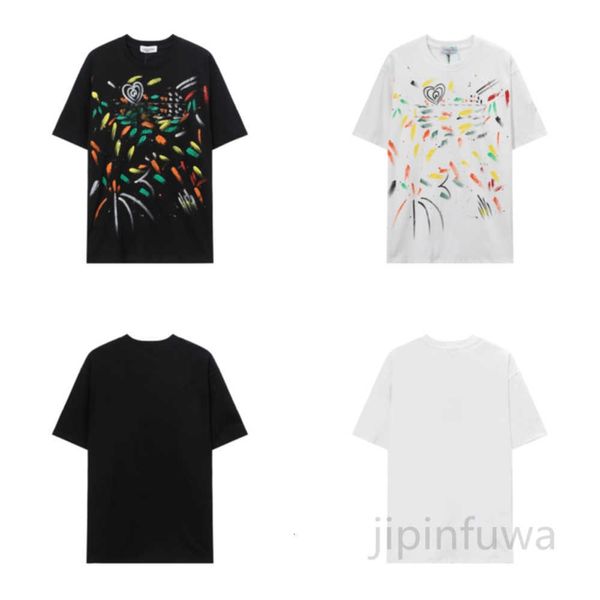 Trendência da UE Lavinas Mens mangas curtas camisetas designers camisetas camisetas de moda pintada de graffiti tops tops high street algodão de algodão 5dpj