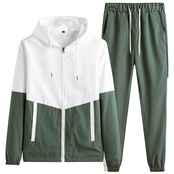 Tute da uomo Abbigliamento sportivo da uomo Tuta leggera Felpa con cappuccio e pantaloni Set Abbigliamento da allenamento da uomo Tuta da ginnastica 2 pezzi Moda TraspiranteDa uomo