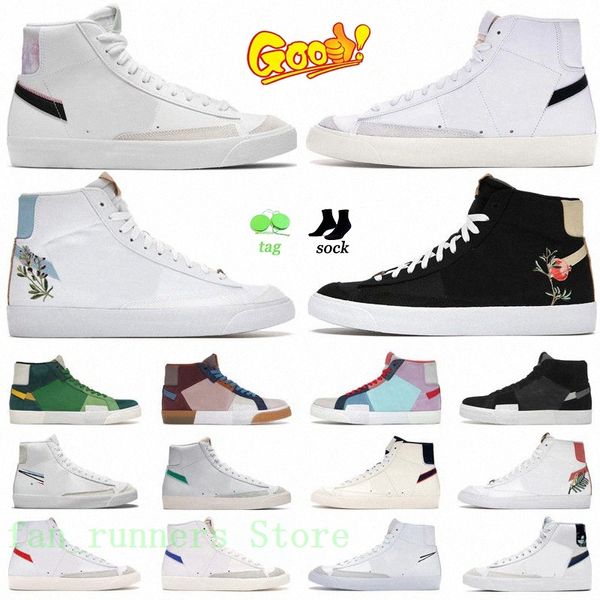 Sapatos casuais blazer meados 77 blazers vintage jumbo homens baixos mulheres preto branco multi cor branco indigo pinheiro verde masculino tênis de esportes esportivos ao ar livre