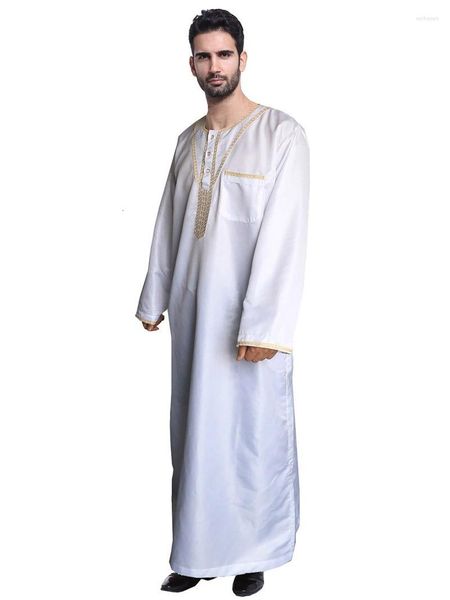 Abbigliamento etnico Uomo Islamico Arabo Musulmano Kaftan Abito allentato vintage Jubba Arabia Saudita Pakistan Abbigliamento Plus Size Oman Robes Costume