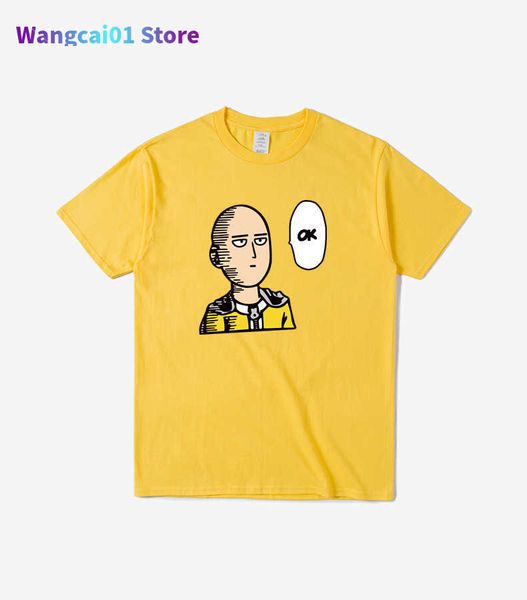 Camisetas masculinas de alta qualidade 100% algodão One punch man T shirts Wen Women Japanese anime Printed casual loose o-neck t-shirt Oversize tops 0301H23