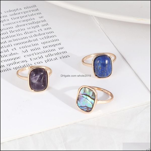 Кластерные кольца Rec Purple Lapis Lazi Stone Abalone Shell Fashion Внутренняя диаграмма 1,7 см золотой цвет Brincos Pendientes Jewelry для женщин Drop Dhgop