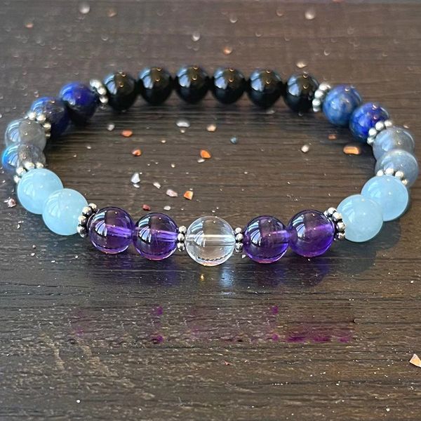 Strands MG1760 8 mm Labradorita Amethyst Lapis Lazuli Bracelet Natural Aquamarine Black Tourmaline Jeia