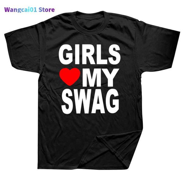 Herren T-Shirts GIRLS LOVE MY SWAG Lustige Vintage Baumwolle Sommer Herren Neuheit Streetwear T-Shirt Damen Casual Streetwear Größe Top T-Shirt 0228H23