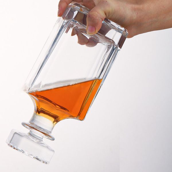 750ml Yaratıcı Kristal Kare Gözlük Şişesi Viski Votka Şarap Dekan Şişesi Viski Cam Bira Cam Ruhları Kupa Su Cam