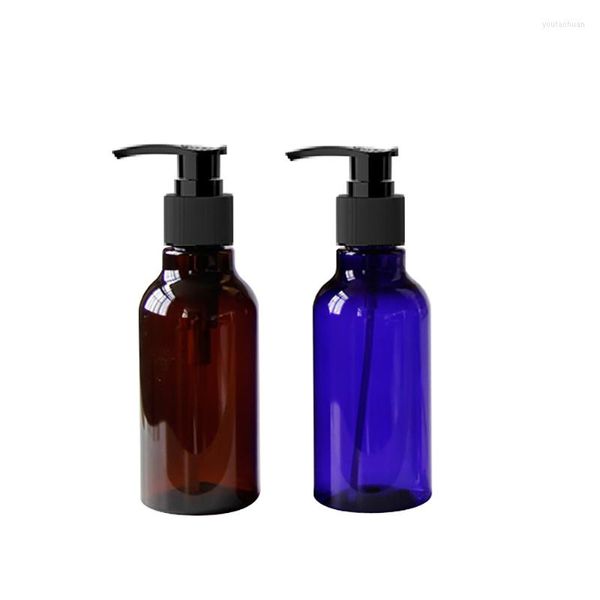 Garrafas de armazenamento Bomba de loção de shampoo 100 ml garrafa de embalagem de animais de estimação marrom com dispensador de líquido Gel de chuveiro de sabão âmbar