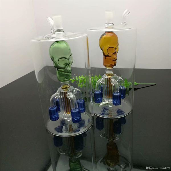 Raucherzubehör Vier-Klauen-Filterkessel unter supergroßem Oberteil Totenkopf-Glasbongs Glaspfeife Wasserpfeifen Bohrinsel Glasschüsseln Ölbrenner