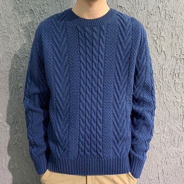 Мужские свитеры кабельные вязаные свитер мужчины Осень Зимние Топы Мужская одежда повседневная одежда.