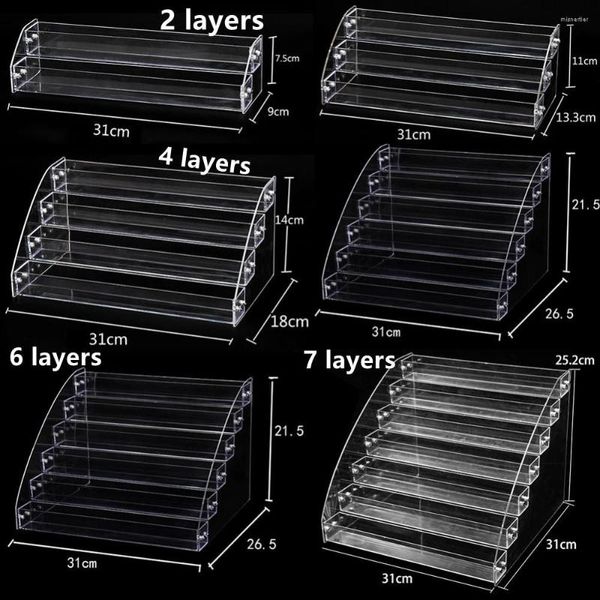 Ganchos 2 a 7 camadas acrílico para desktop desktop transparente escada exibir suporte de batom de bato