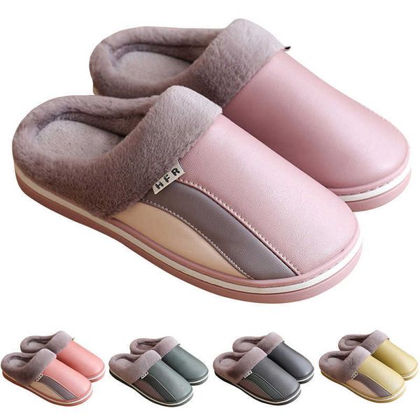 Slippers Winter Warm Peur Sapatos de casal de casal Plataforma Antiskid Slippers Slides de pelúcia macia casa fechada calçados calçados femininos de algodão Z0215