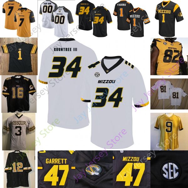 NOVAS camisas de futebol MISSOURI TIGERS Camisa de futebol NCAA College Cale Garrett Tyree Gillespie Johnathon Johnson Dawson Downing Jonathan Nance Bledsoe Lock