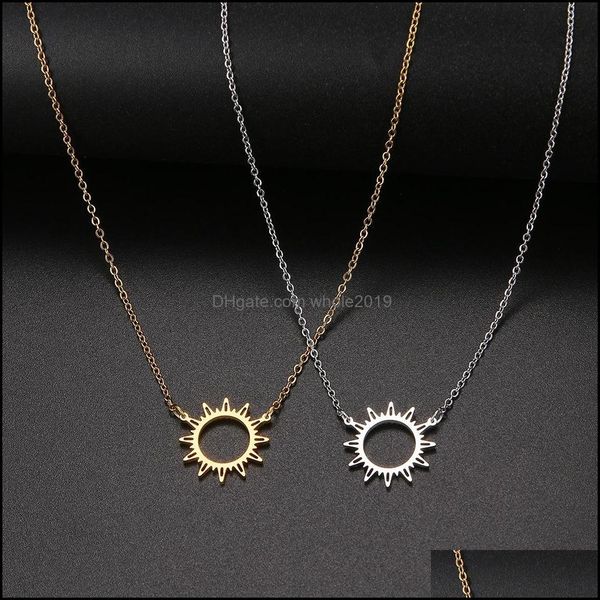 Collane con ciondolo Collana Carta regalo Benedizione Piccolo delicato Oro Dio del sole Luce con catena di corda Costume di classe Girocollo Gioielli Goccia Del Dh8Rz