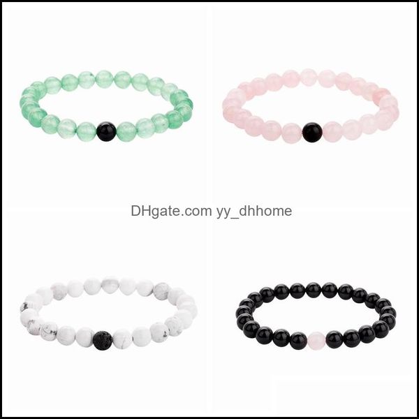 Bracciale in pietra naturale con perline Agata nera Ametista Polvere di cristallo Verde Dongling Uomini e donne Combinazione di abiti Amanti Fidanzate F Dhvnr