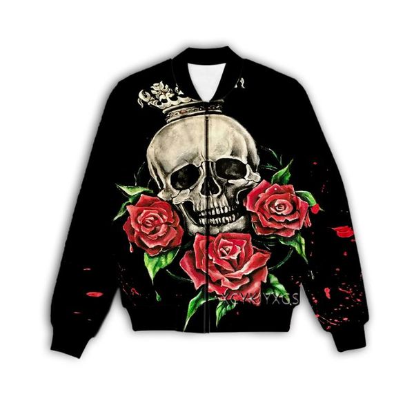 Herrenjacken Xinchenyuan Männer/Frauen Rose Und Schädel 3D Gedruckt Jacke Mode Streetwear Männer Lose Sport Mantel M53