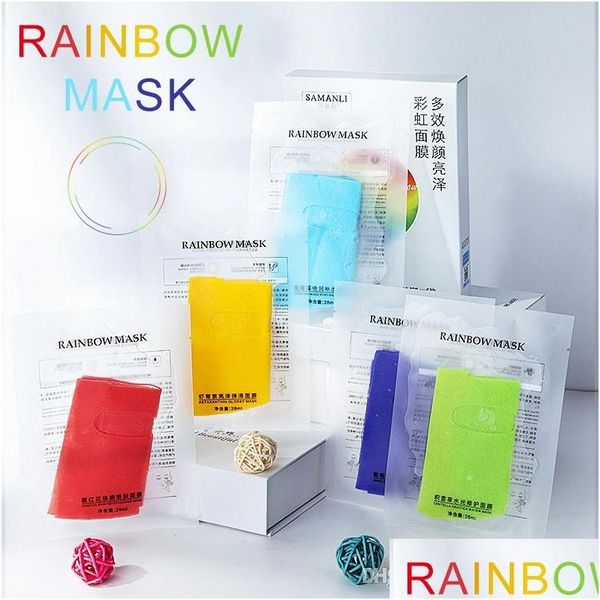 Altri strumenti per la cura della pelle 5 pezzi / scatola Maschera facciale arcobaleno a cinque colori Mtieffect Idratante schiarente Maschere colorate Set Face Drop Delivery Dhns0