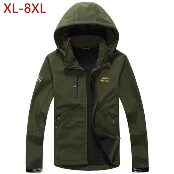 Jackets masculinos XL-8XL Quick Dry Fin Spring Men Softshell Solid Solid Army Green Militar Bomber Mountain Clothing W43