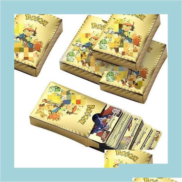 Giochi di carte Cartoon Elf Bronzing Gold Foil Battle Cards Drop Delivery Giocattoli Regali Puzzle Dhm1S 202 Dhe8F