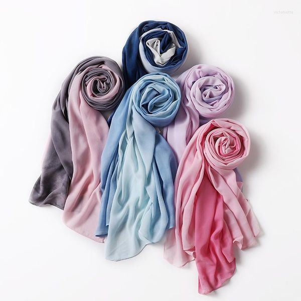 Sciarpe Sfumatura di colore Tie-Dye Modello irregolare Stampato Ombra Chiffon Sciarpa Hijab Donna Scialle musulmano lungo