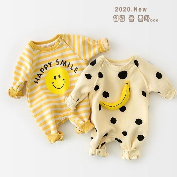 Tute Autunno Baby Pagliaccetto Baby Dot Banana Stampa Addensare Manica lunga Toddler Tuta Bambini Ragazzi e ragazze Vestiti 230228