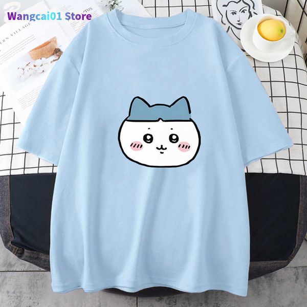 Camisetas masculinas chiikawa camiseta mulher harajuku hip hop gráfico estético kawaii camiseta unissex anime desenho animado de tamanho grande tees de algodão coreano 0228h23
