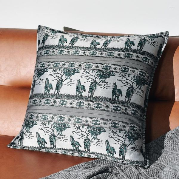 Kissen Dunxdeco Retro American Country Style Horse Cover Kunst Dekorative Hülle moderne Heimsofa -Stuhl Bettwäsche Coussin