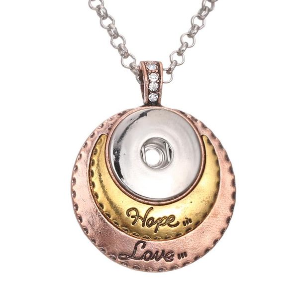 Collane con ciondolo Moda Speranza Amore Lettere Ciondoli Collana con bottoni a pressione Luna Sole Fai da te 18 mm Bottoni allo zenzero Regalo Gioielli per feste Goccia Del Dhqis