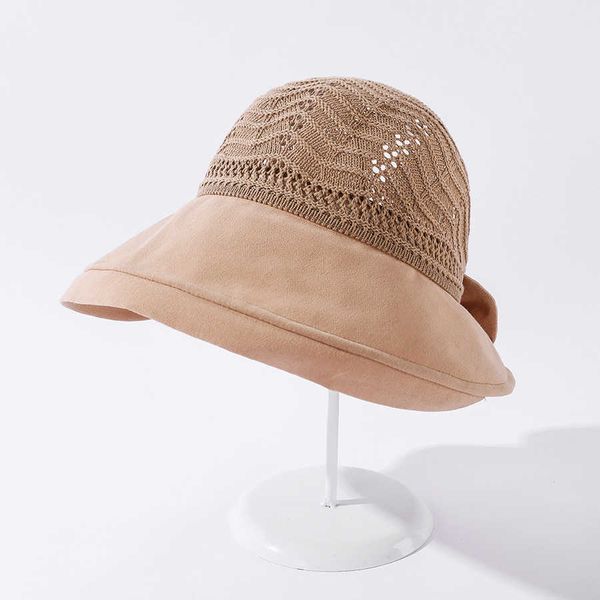 Chapéus largos de aba Chakk Chapéus de verão para mulheres Top de protetor solar externo Plano solar Chapéu solar dobrável com chapéu de praia Big Bow fêmea de pano largo de pano sunhat novo G2302227